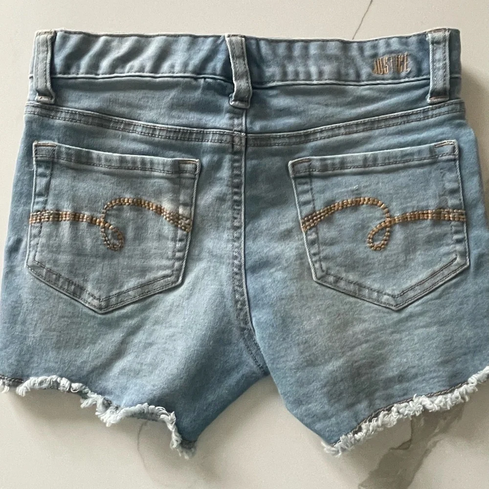 Justice girls denim striped jean shorts 10